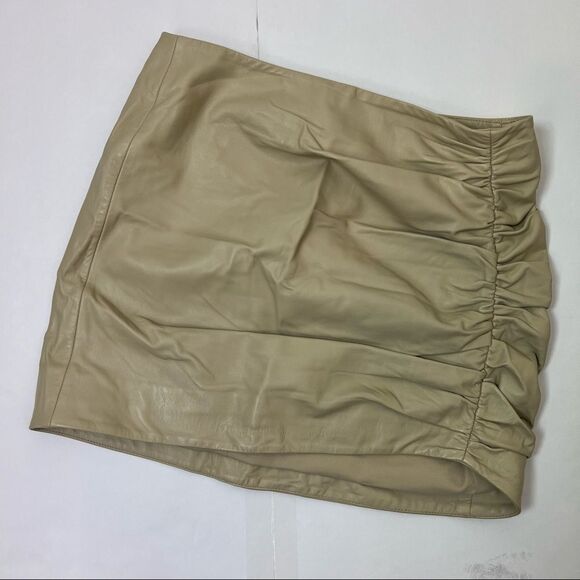 Lamarque X Revolve ~ Aricia Skirt Leather Ruched Back Zip - Picture 5 of 10